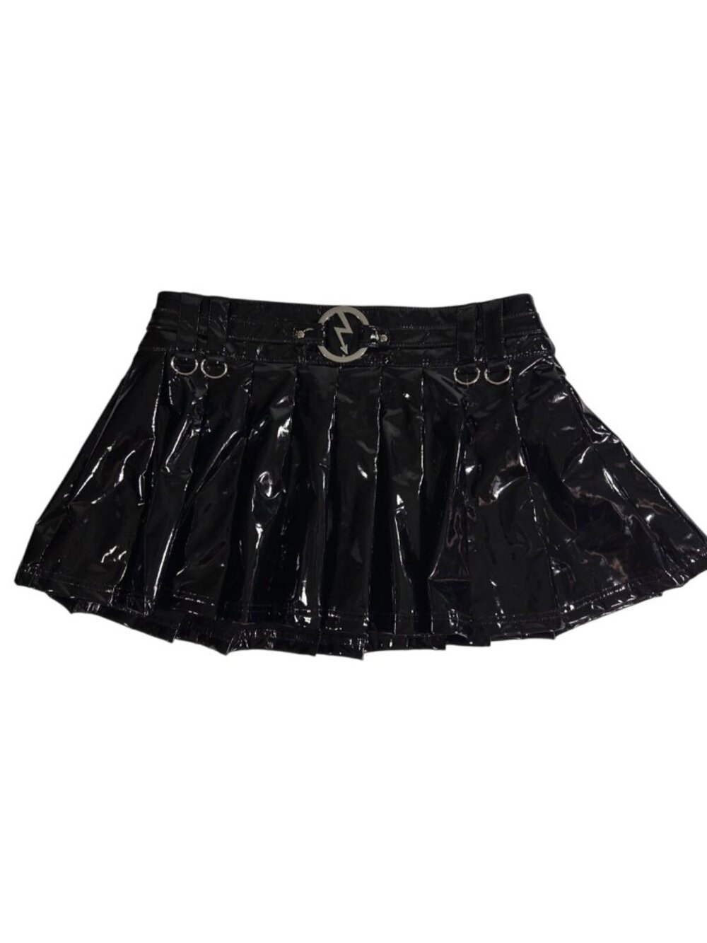 Dolls Kill Marilyn Manson PVC Bondage Mini Pleated Skirt SZ M Goth Rave Emo Y2K